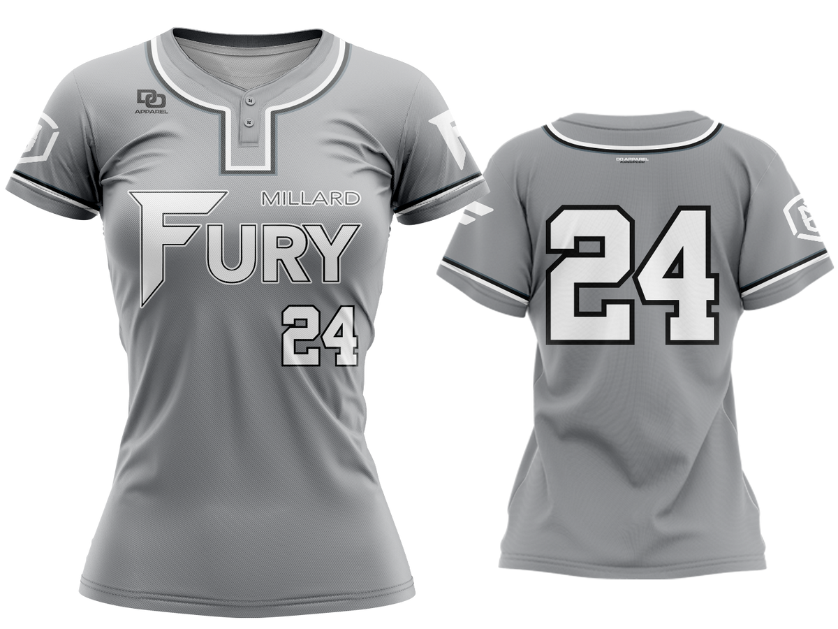 Custom Womens Two-Button Jersey - Grey/White