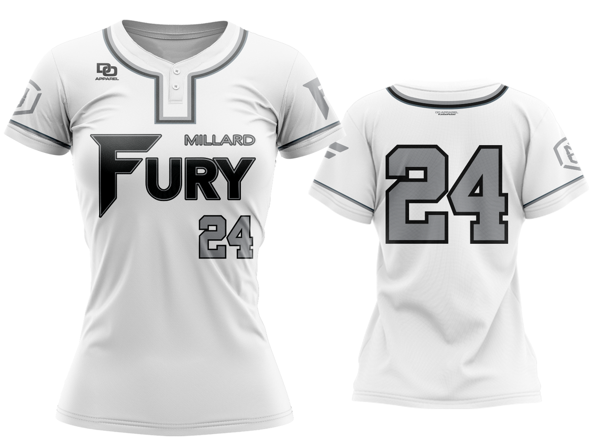 Custom Womens Two-Button Jersey - White/Grey
