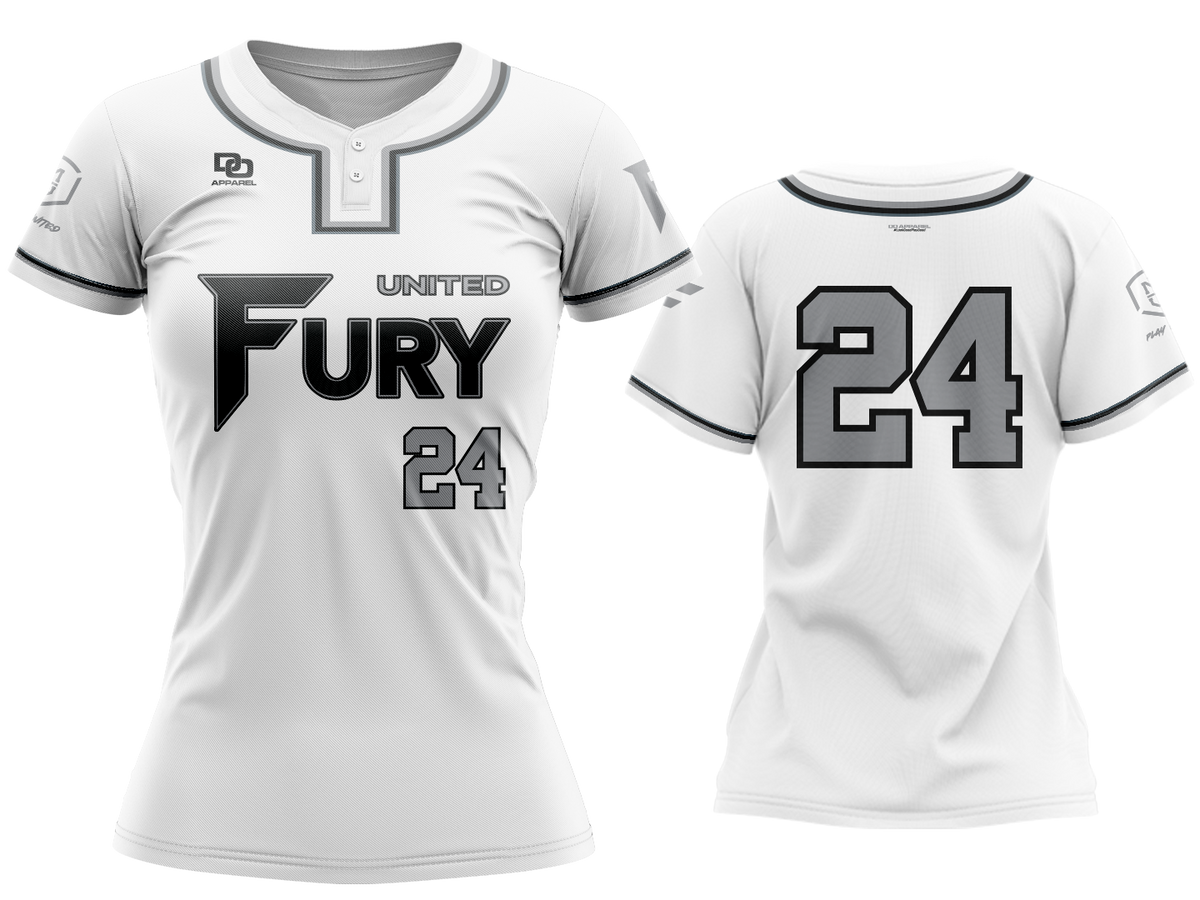 Custom Womens Two-Button Jersey - White/Grey