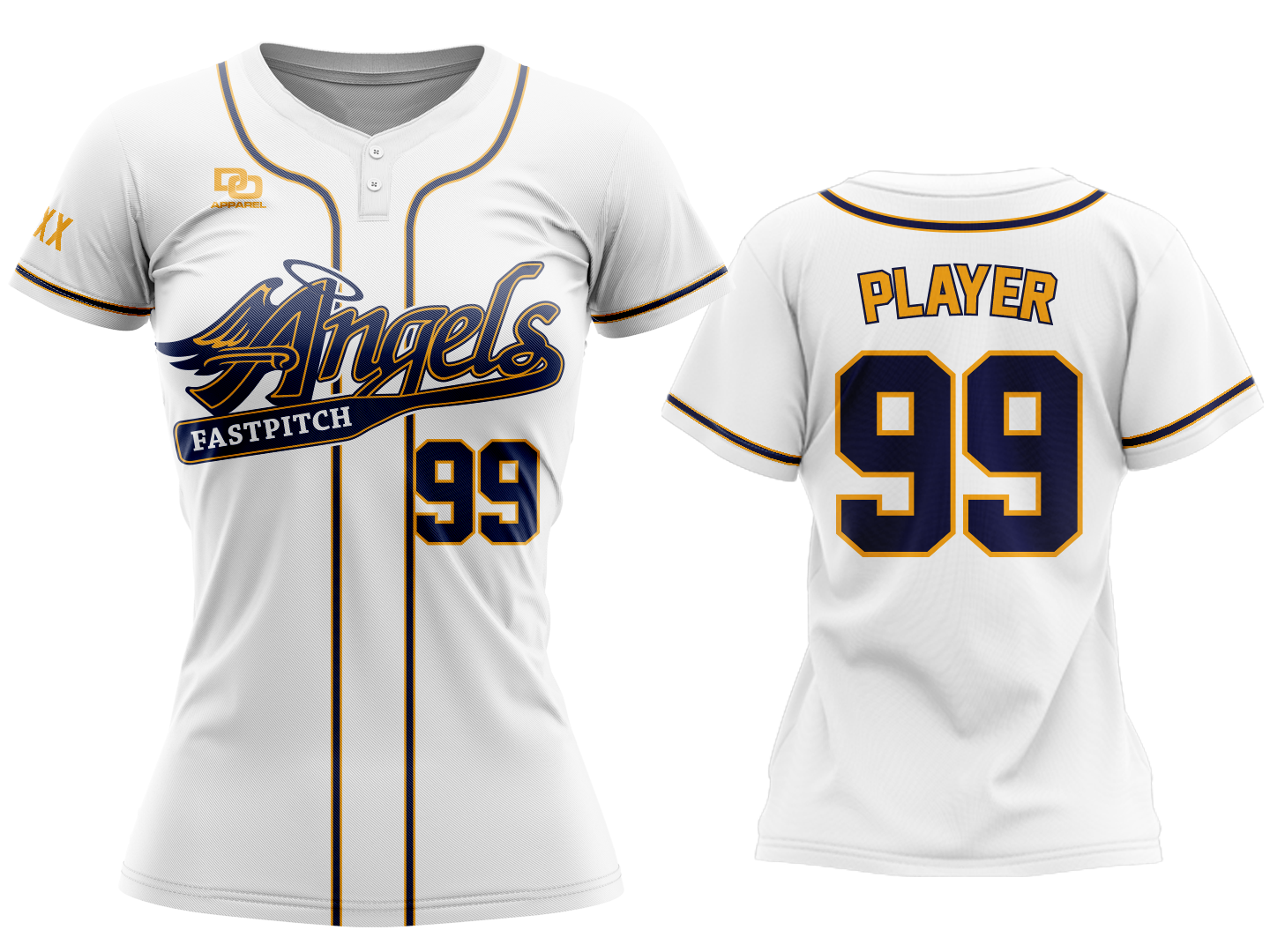 Custom Womens Two Button Jersey - White