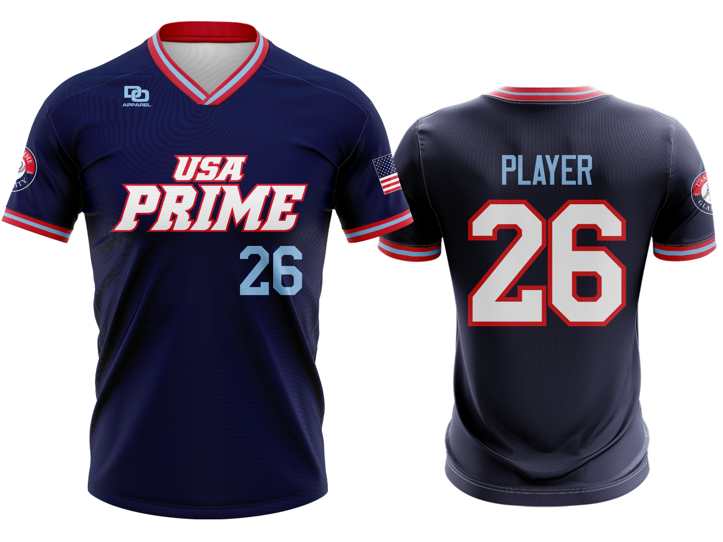 Custom V-Neck Jersey - Navy