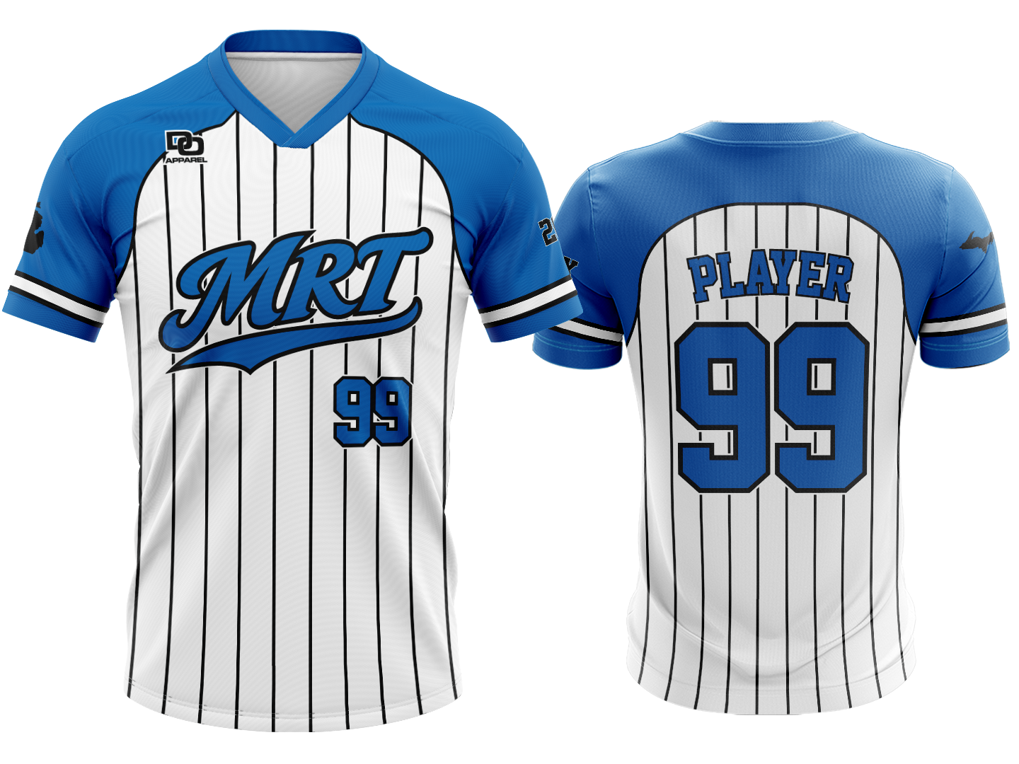 Custom V-Neck Jersey - White Pinstripe