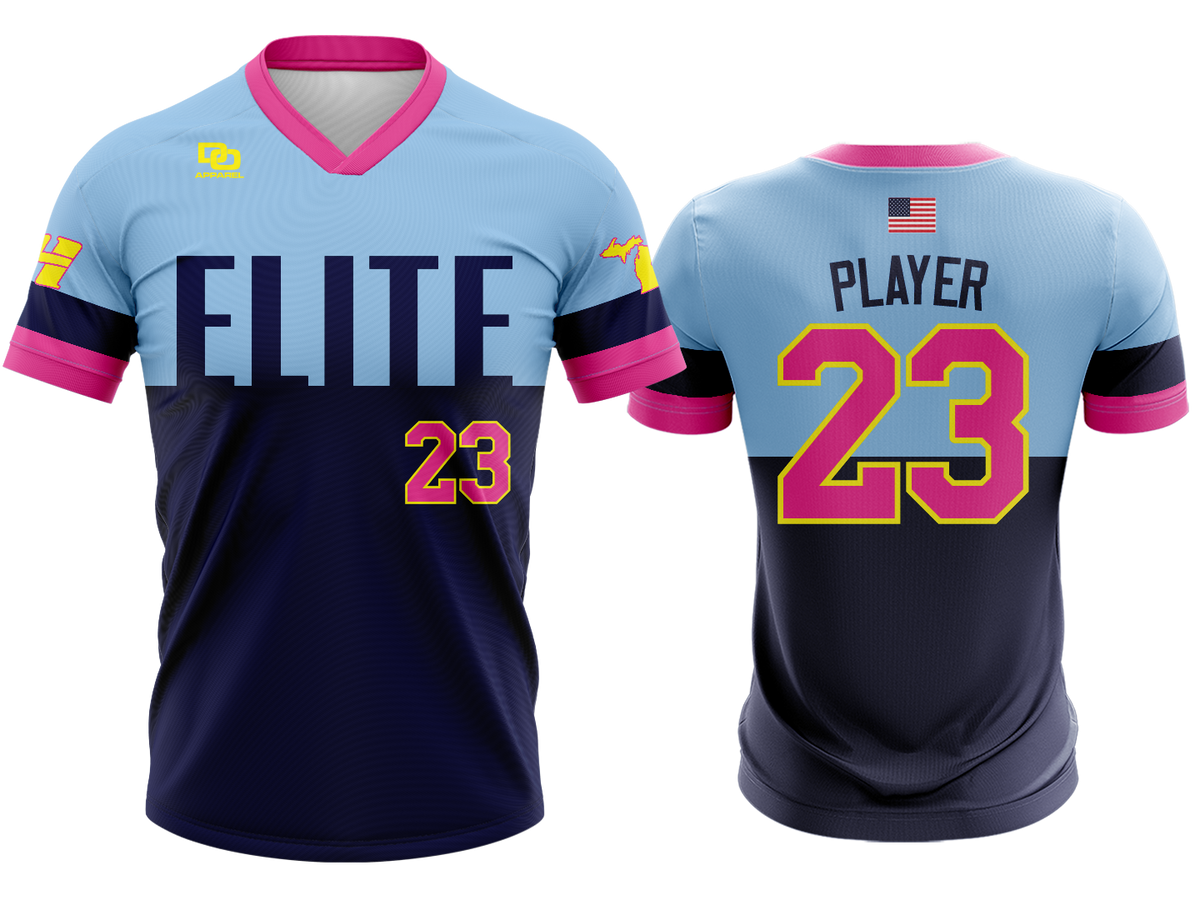 Custom V-Neck Jersey - Rockies City Navy/Columbia