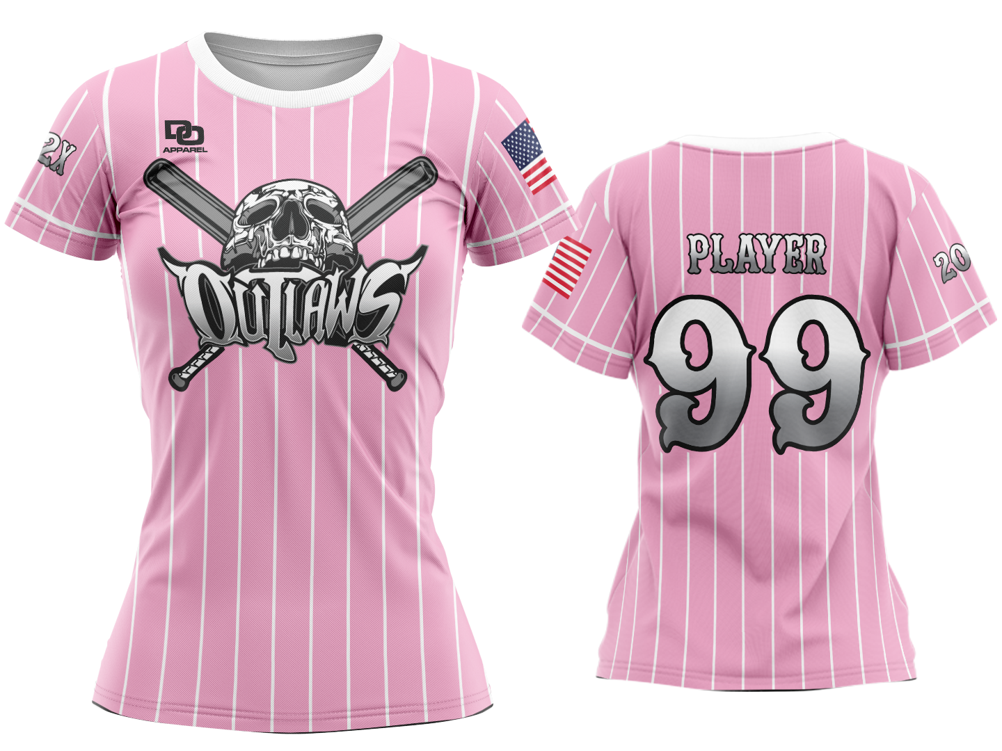 Custom Womens Crew Jersey - 2027 Pink Pinstripe