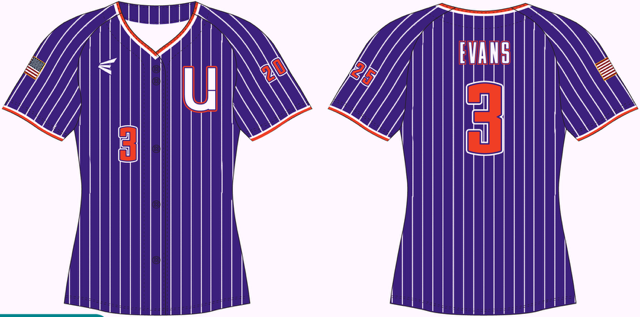 Easton Womens Button-Up Jersey - Purple Pinstripe