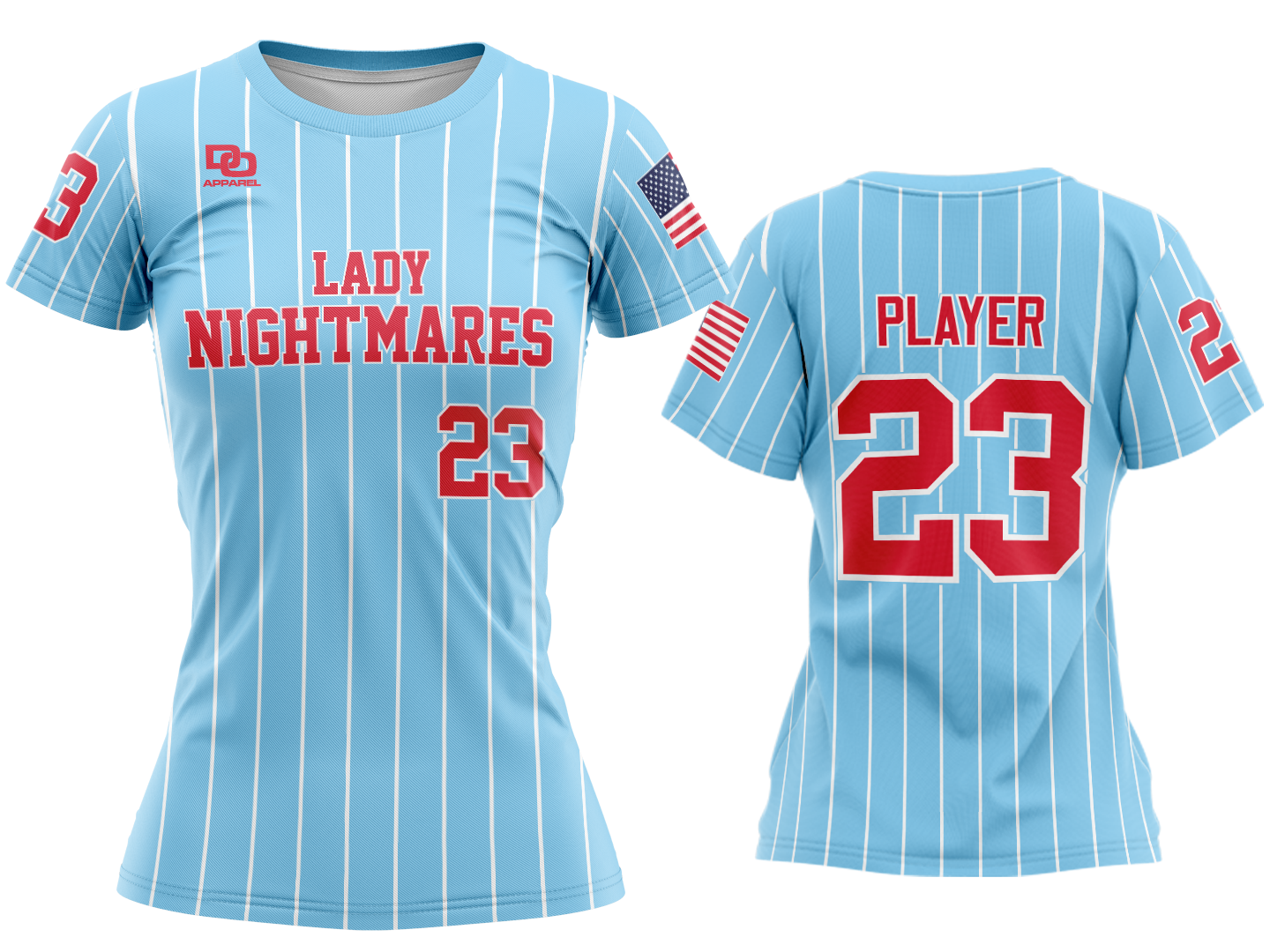 Custom Womens Crew Jersey - Columbia Pinstripe