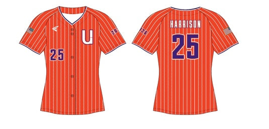 Easton Womens Button-Up Jersey - Orange Pinstripe