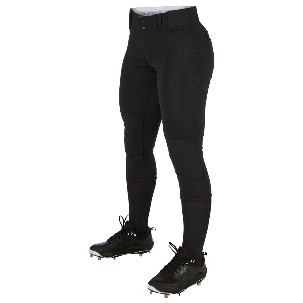 LADIES CRUSH MID-CALF SOFTBALL PANT - Black