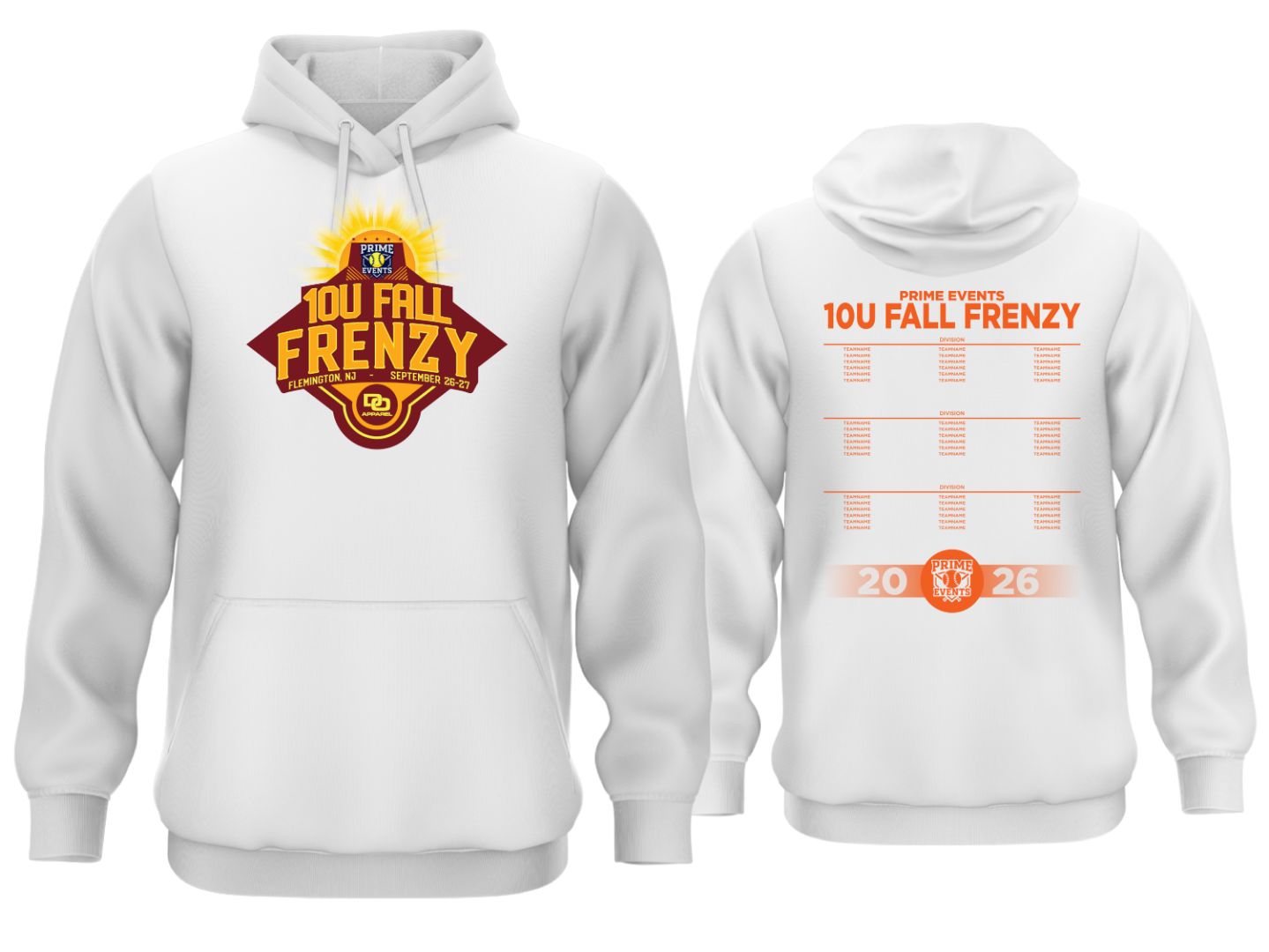 Tournament Fleece Hoodie - 10U FrenzyWhite