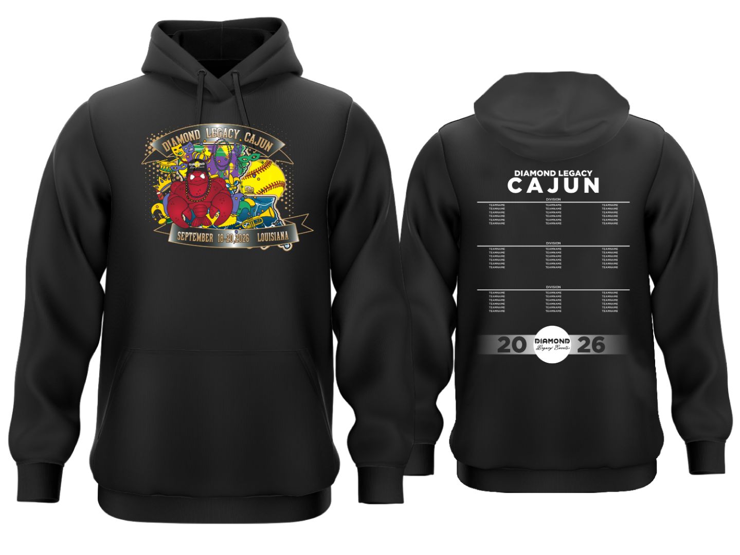 Tournament Fleece Hoodie - The Cajun Black