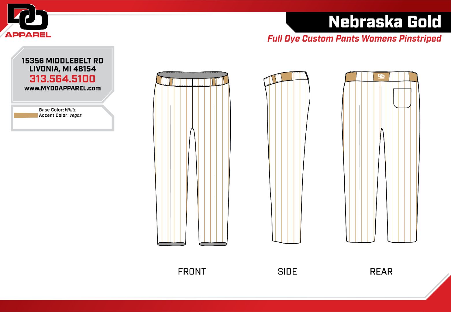 Custom Softball Pant - White Pinstripe