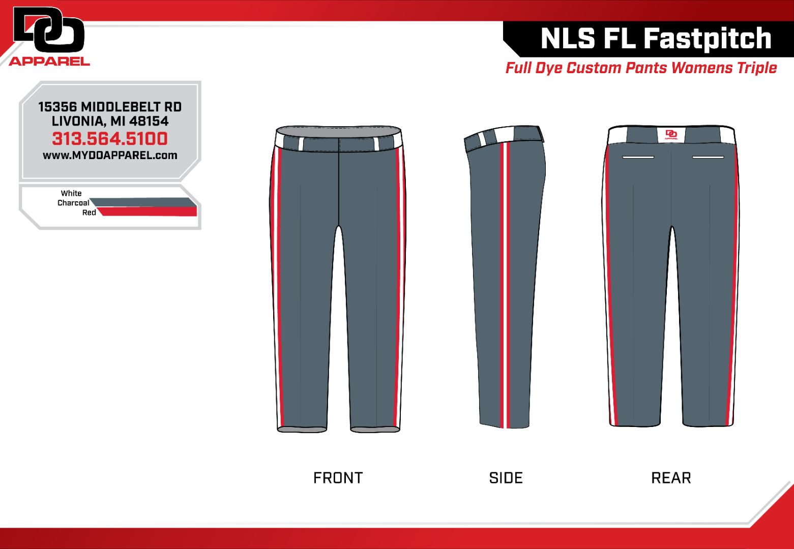 DO Custom Softball Pants - Charcoal