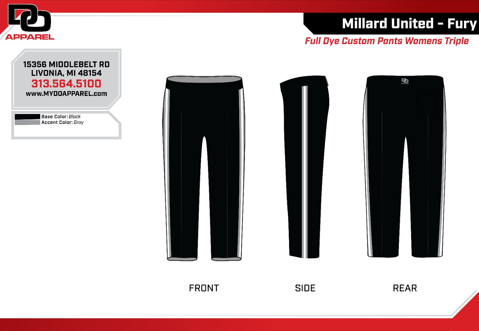 Custom Softball Pant - Black