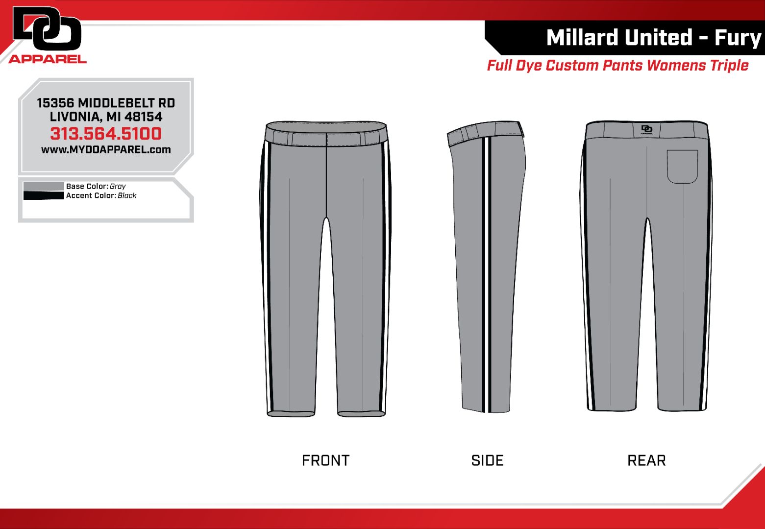 Custom Softball Pant - Grey