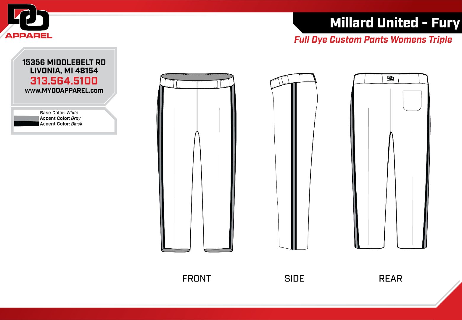 Custom Softball Pant - White
