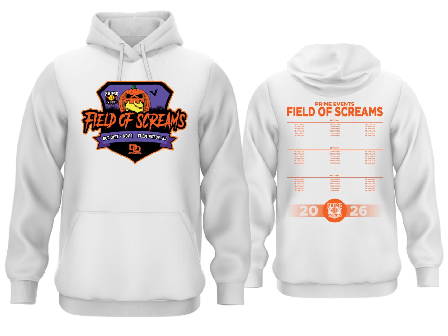 Tournament Fleece Hoodie - Field of Screams White