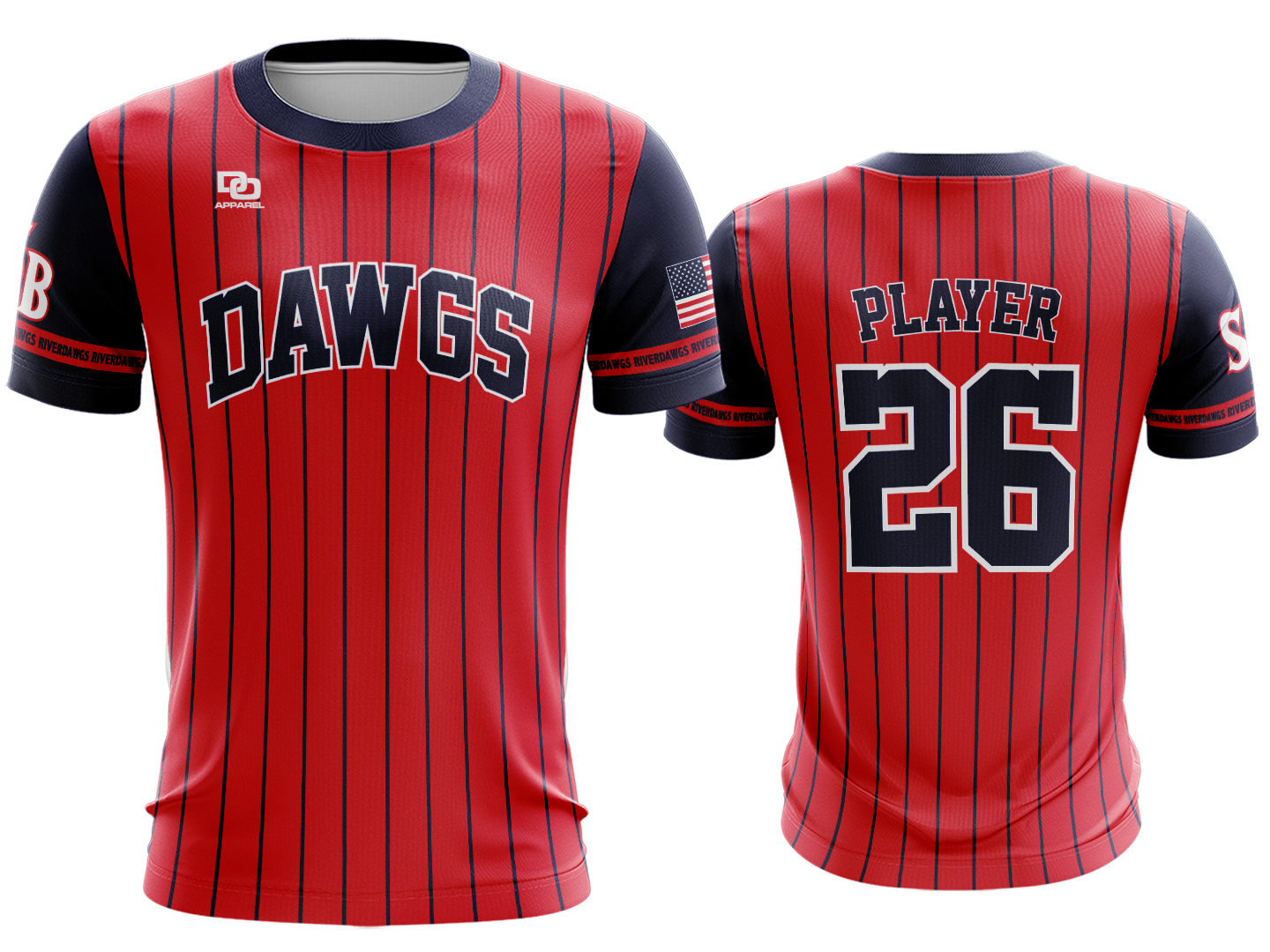 Custom Crew Jersey - Red Pinstripe