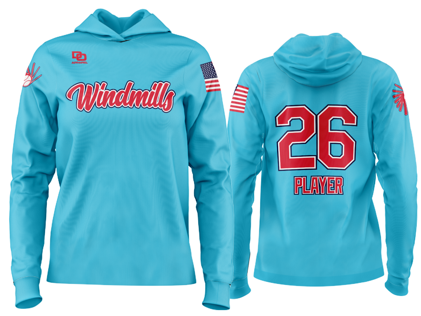 Custom Team Hoodie - Cyan