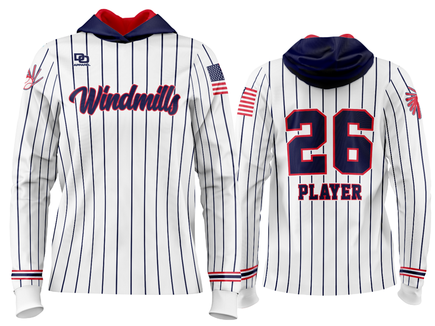 Custom Team Hoodie - White Pinstripe