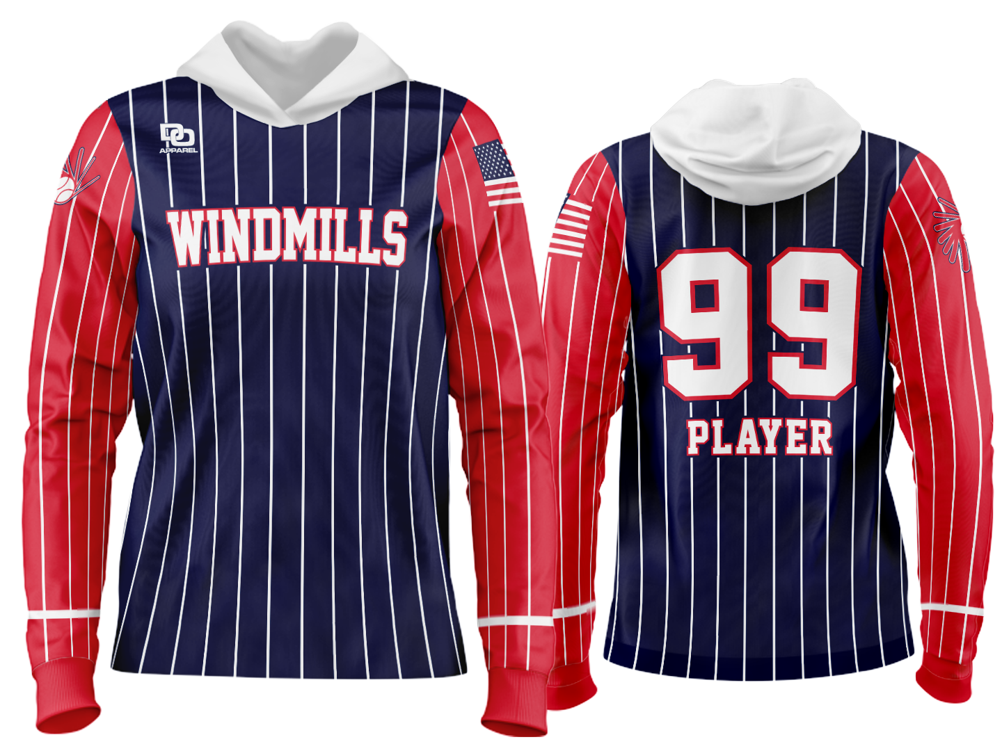 Custom Team Hoodie - Navy Pinstripe