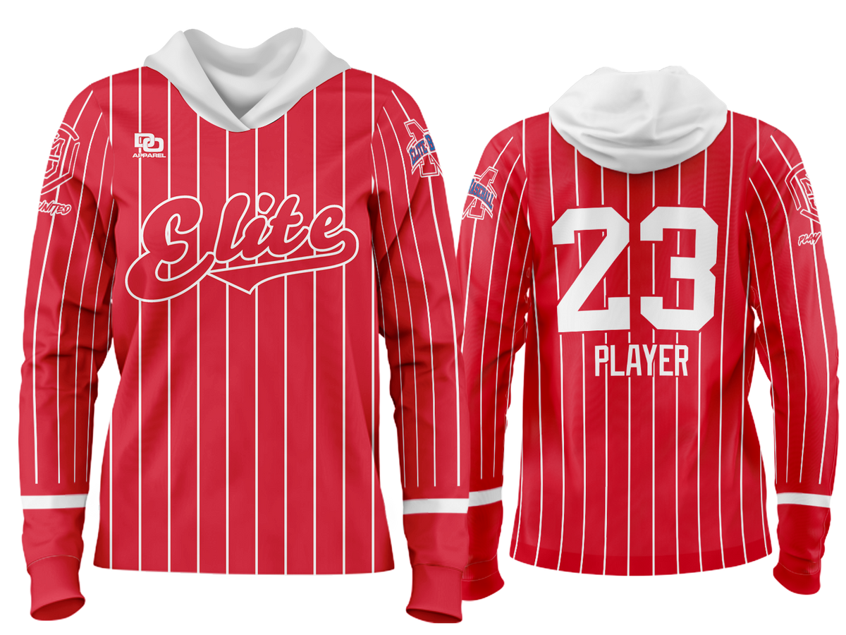 Custom Team Hoodie - Red/White Pinstripe