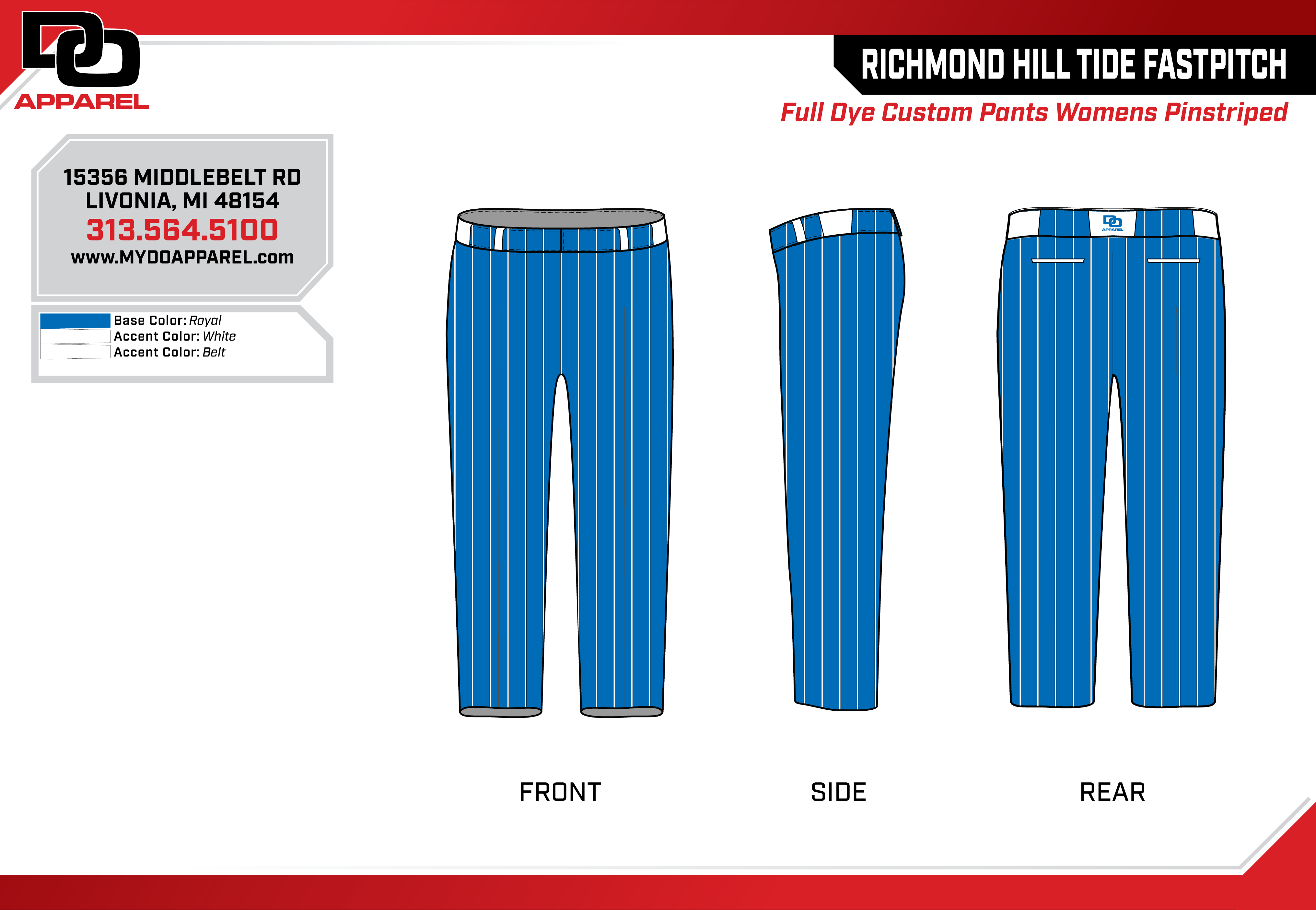 DO Custom Softball Pants - Royal Pinstripe