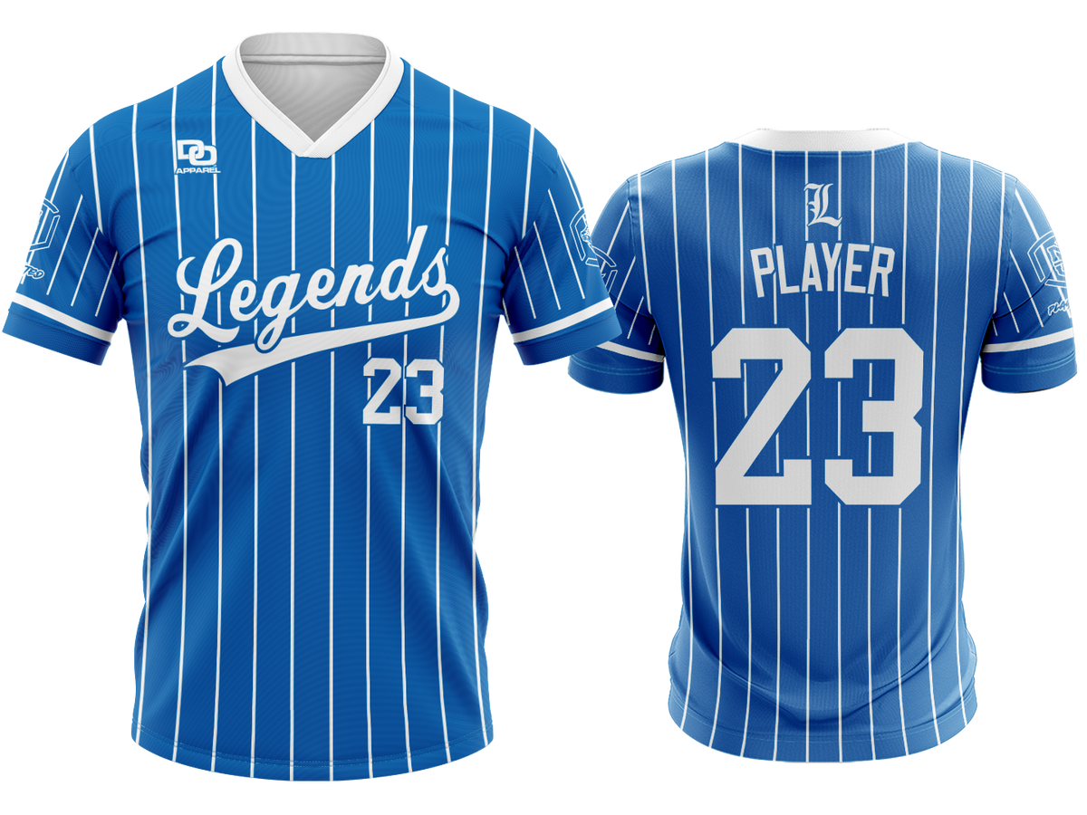 Custom V-Neck Jersey - Royal/White Pinstripe
