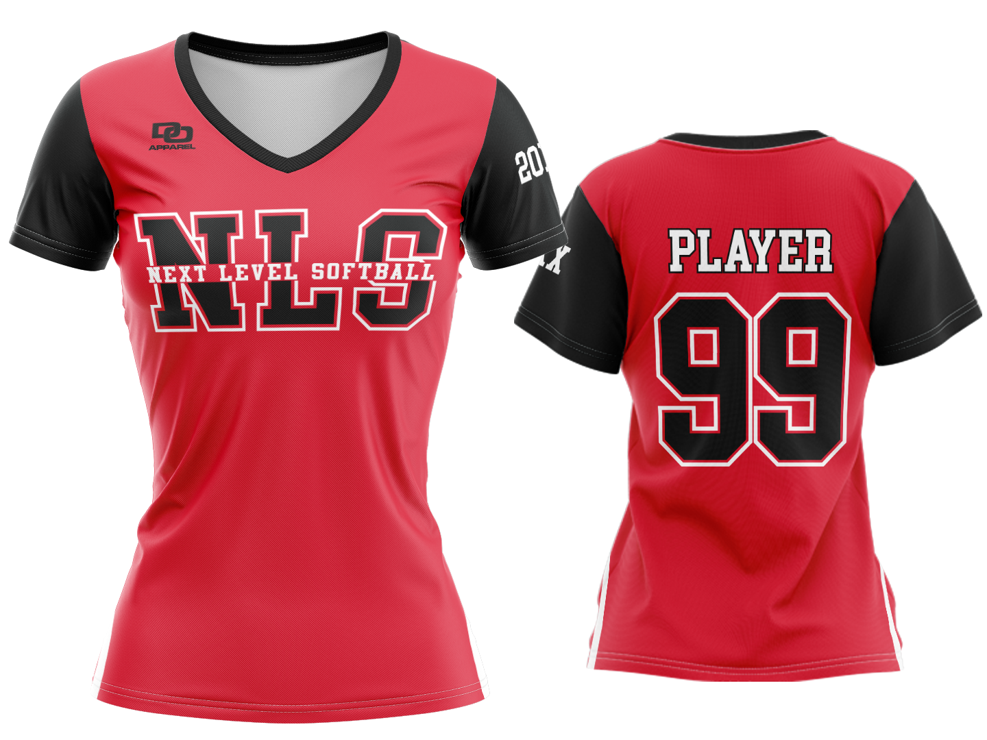 Custom Womens V-Neck Jersey - Red