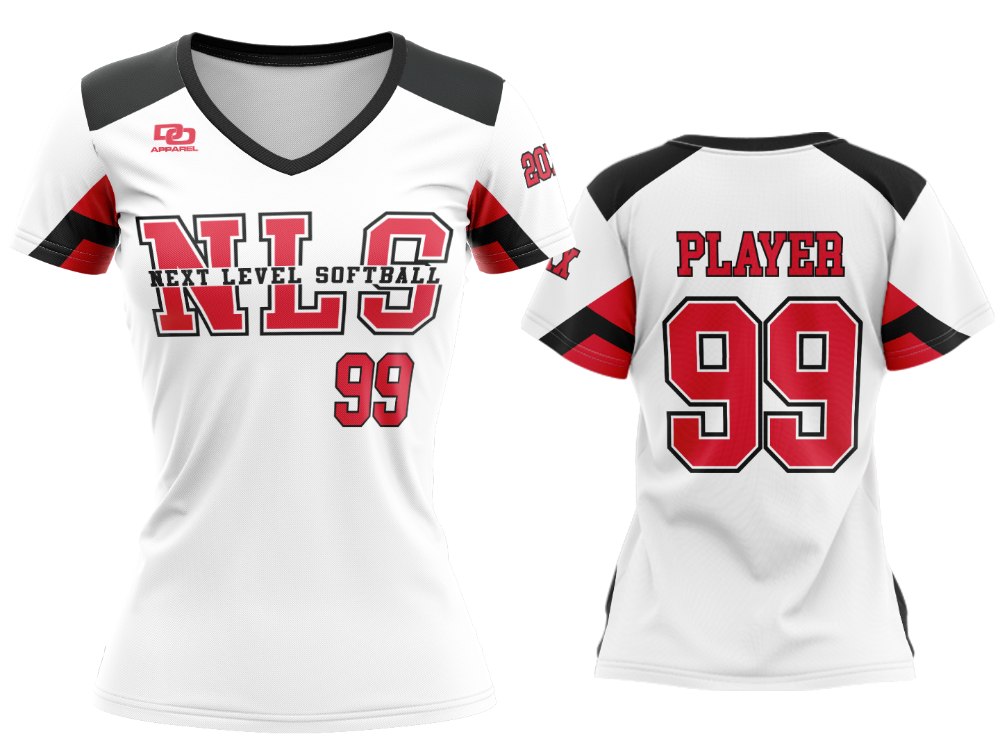 Custom Womens V-Neck Jersey - White/Red
