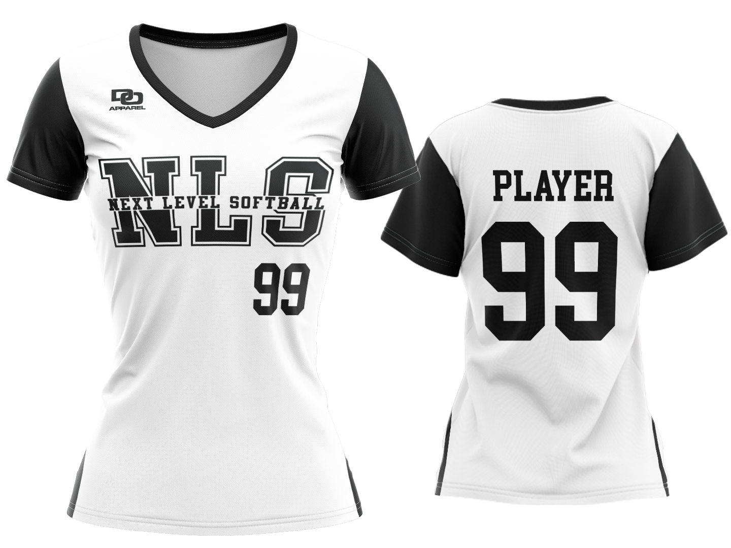 Custom Womens V-Neck Jersey - White/Black