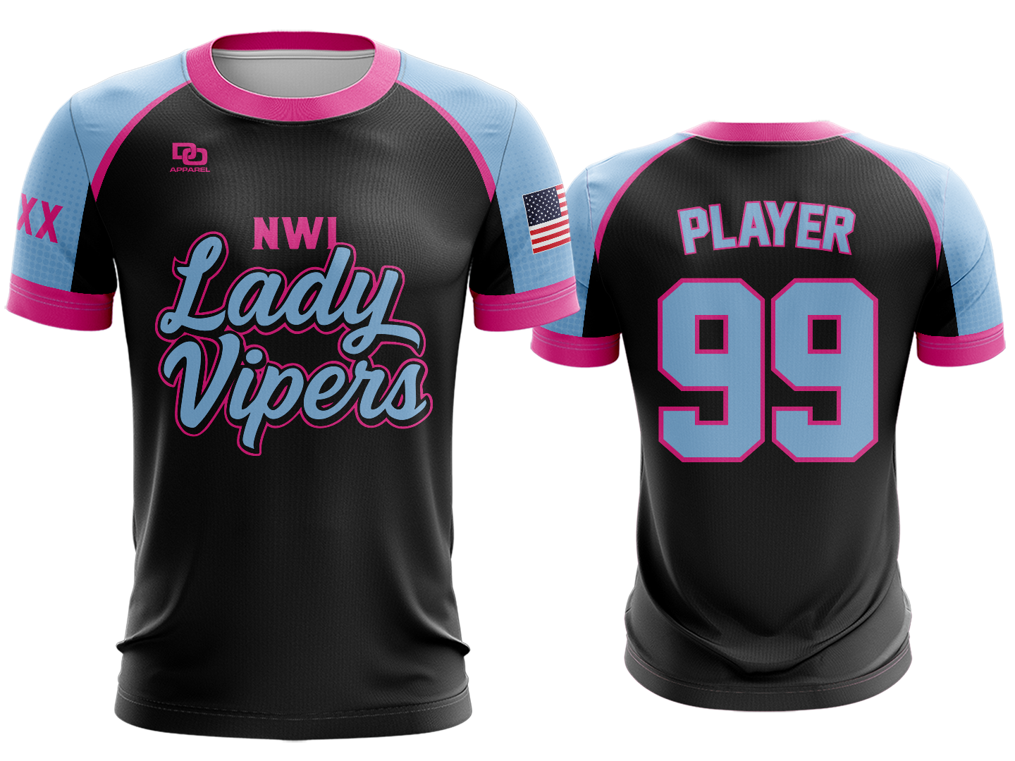 Custom Crew Jersey - Black/Columbia