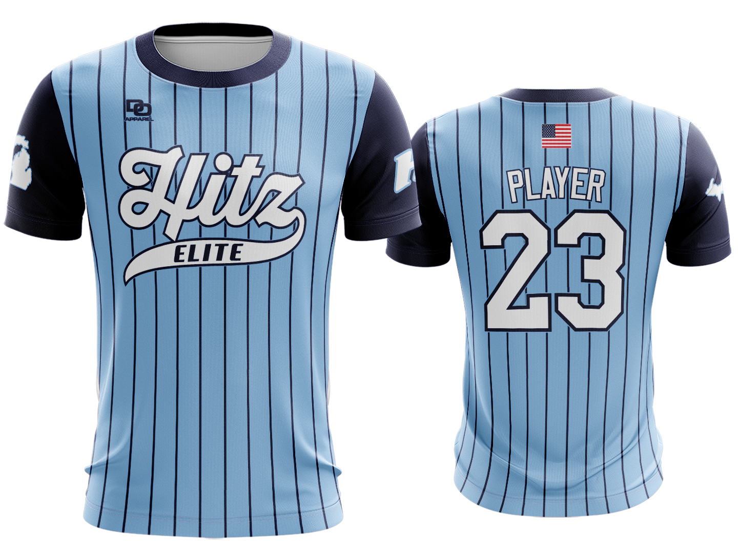 Custom Crew Jersey - Columbia/Navy Pinstripe