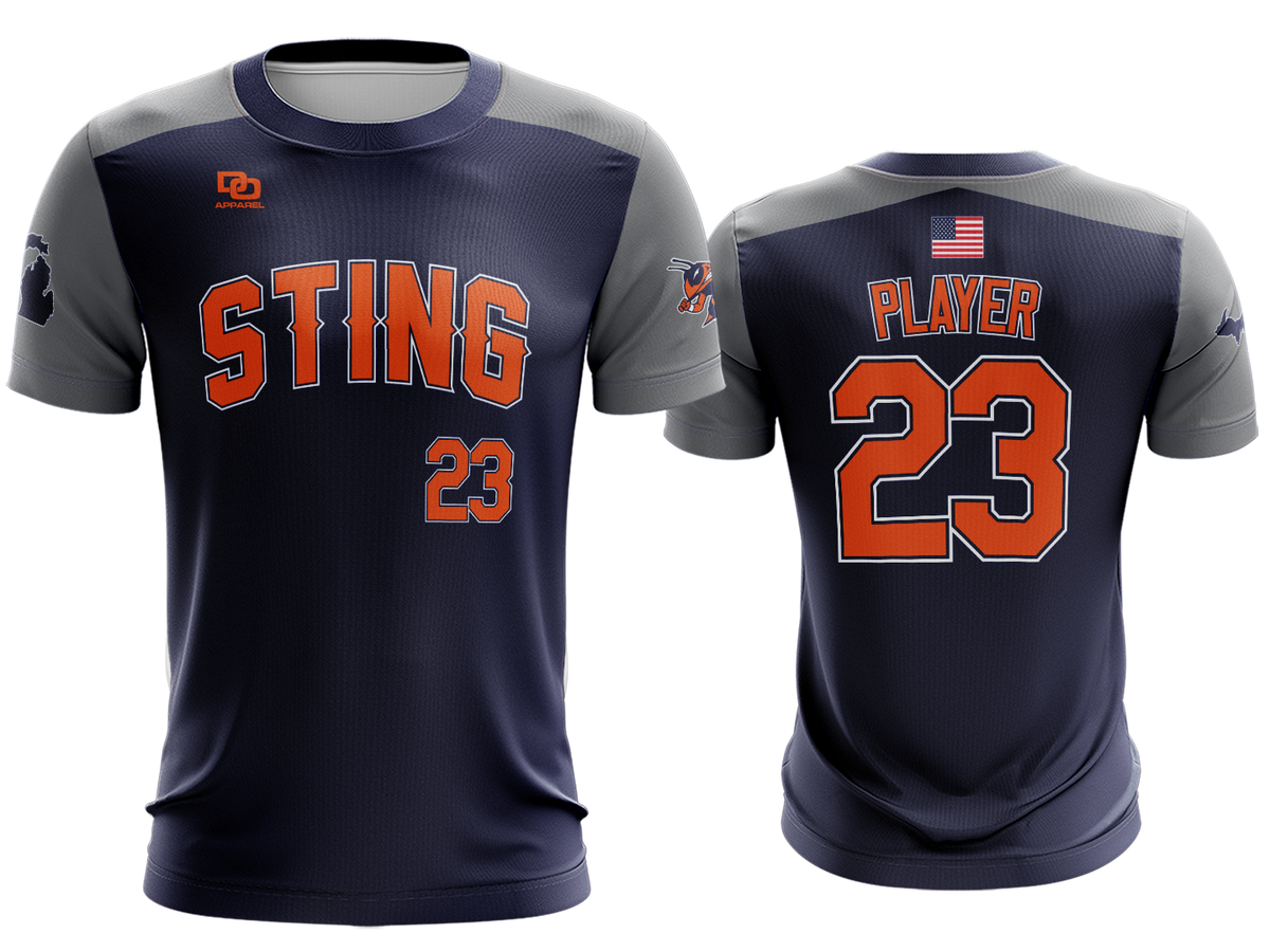 Custom Crew Jersey - Navy Gray-Sleeve