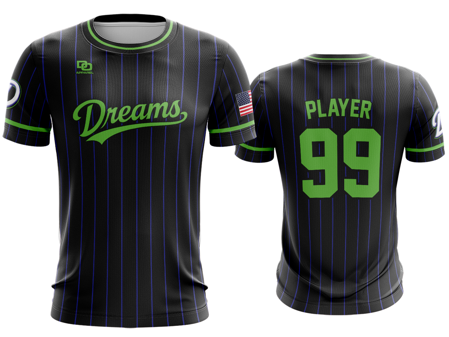 Custom Crew Jersey - Black Pinstripe