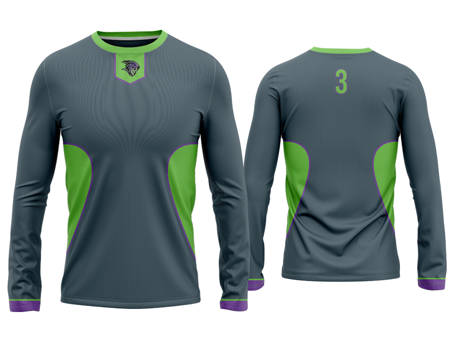 Custom Long Sleeve Crew Jersey - Charcoal
