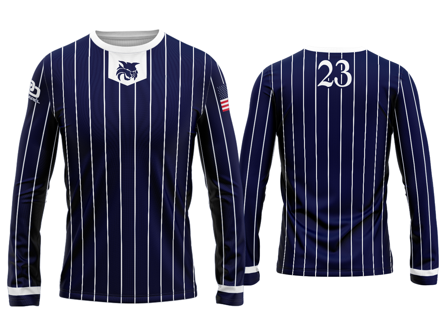 Custom Long Sleeve Jersey - Navy Pinstripe