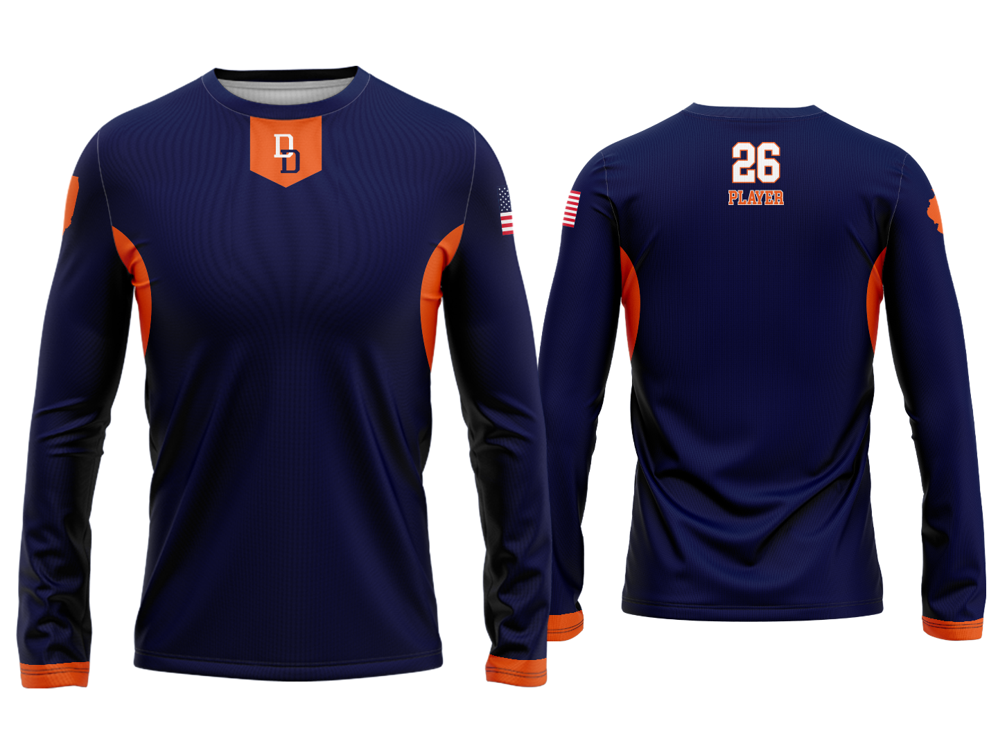 Custom Long Sleeve Crew Jersey - Navy