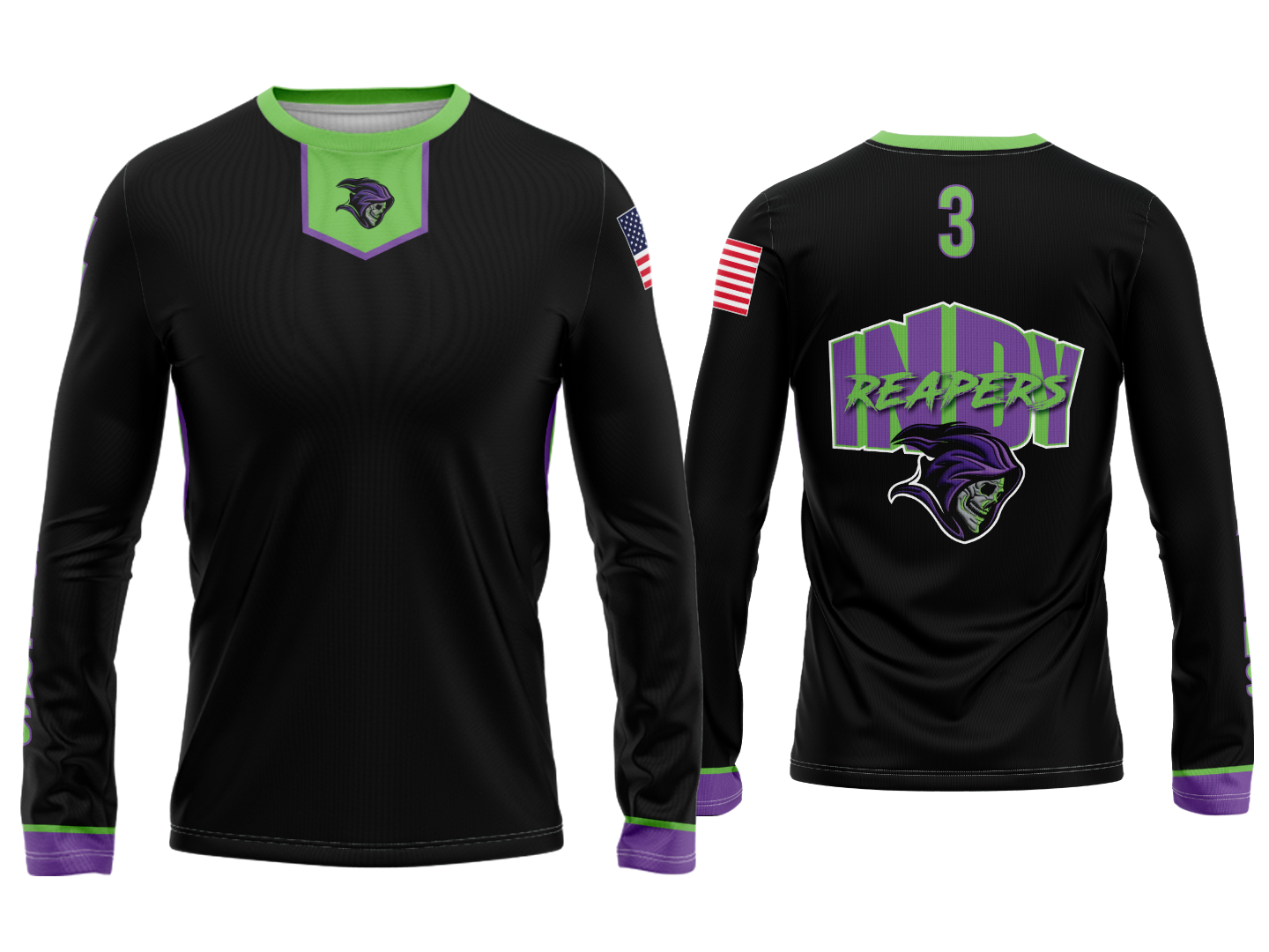 Custom Long Sleeve Crew Jersey - Black Alt