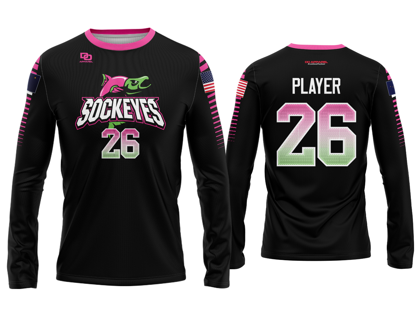 Custom Long Sleeve Crew Jersey - Black
