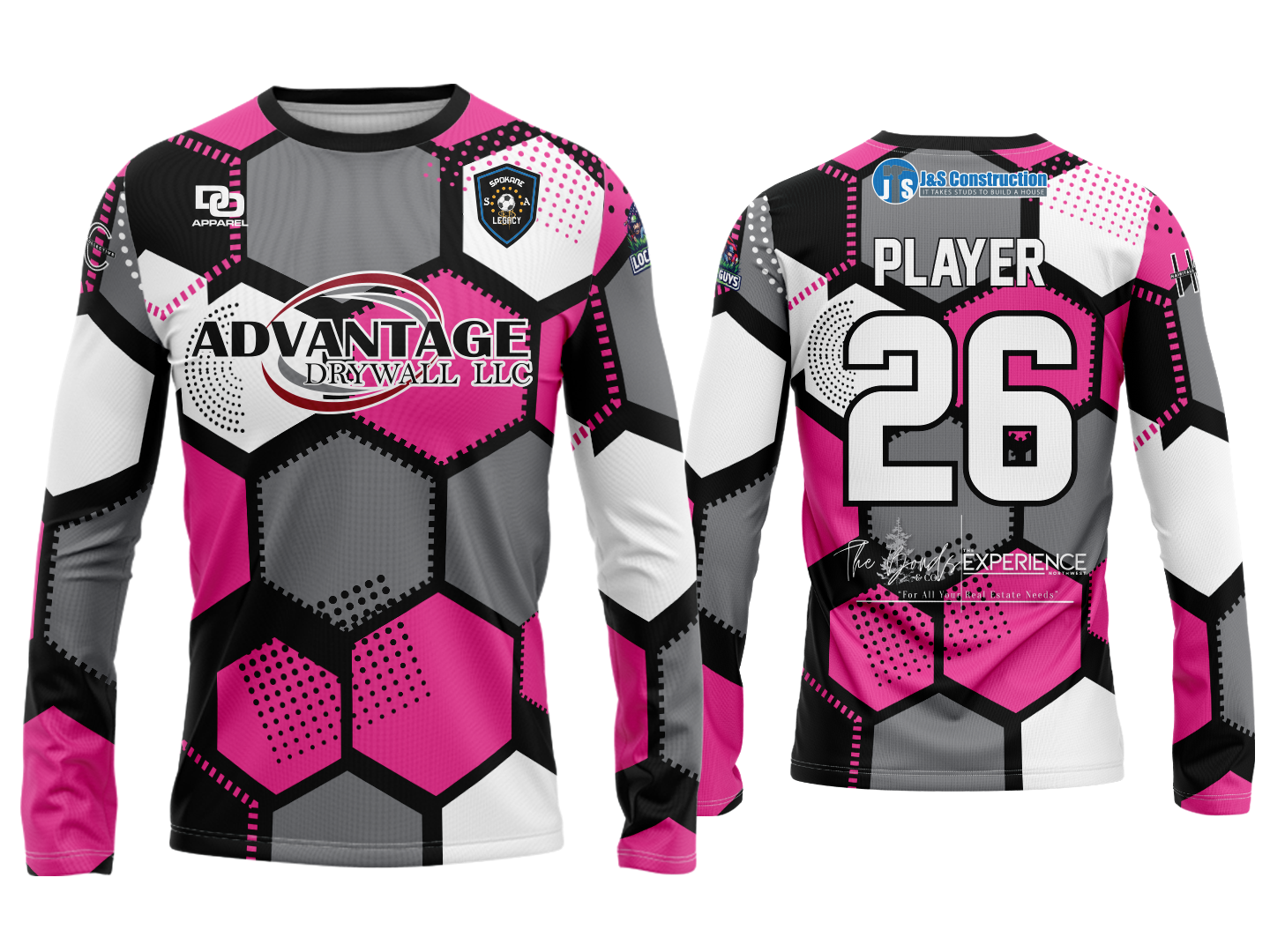 Custom Long Sleeve Crew Jersey - Game Jersey w/ Sponsors