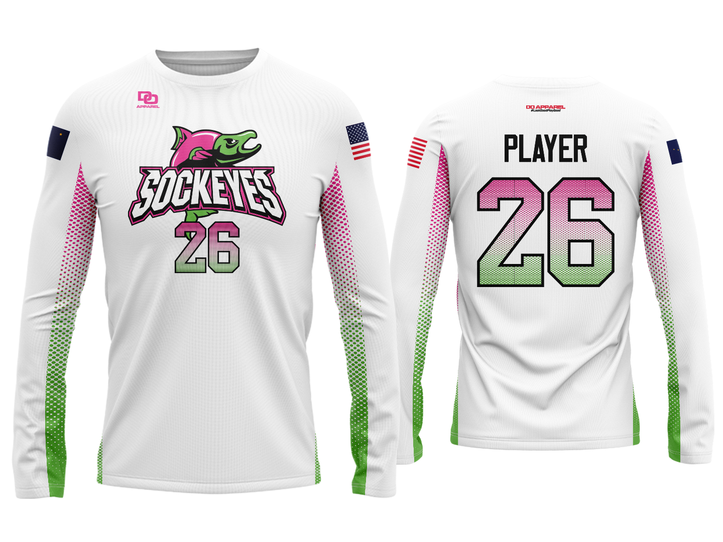 Custom Long Sleeve Crew Jersey - White