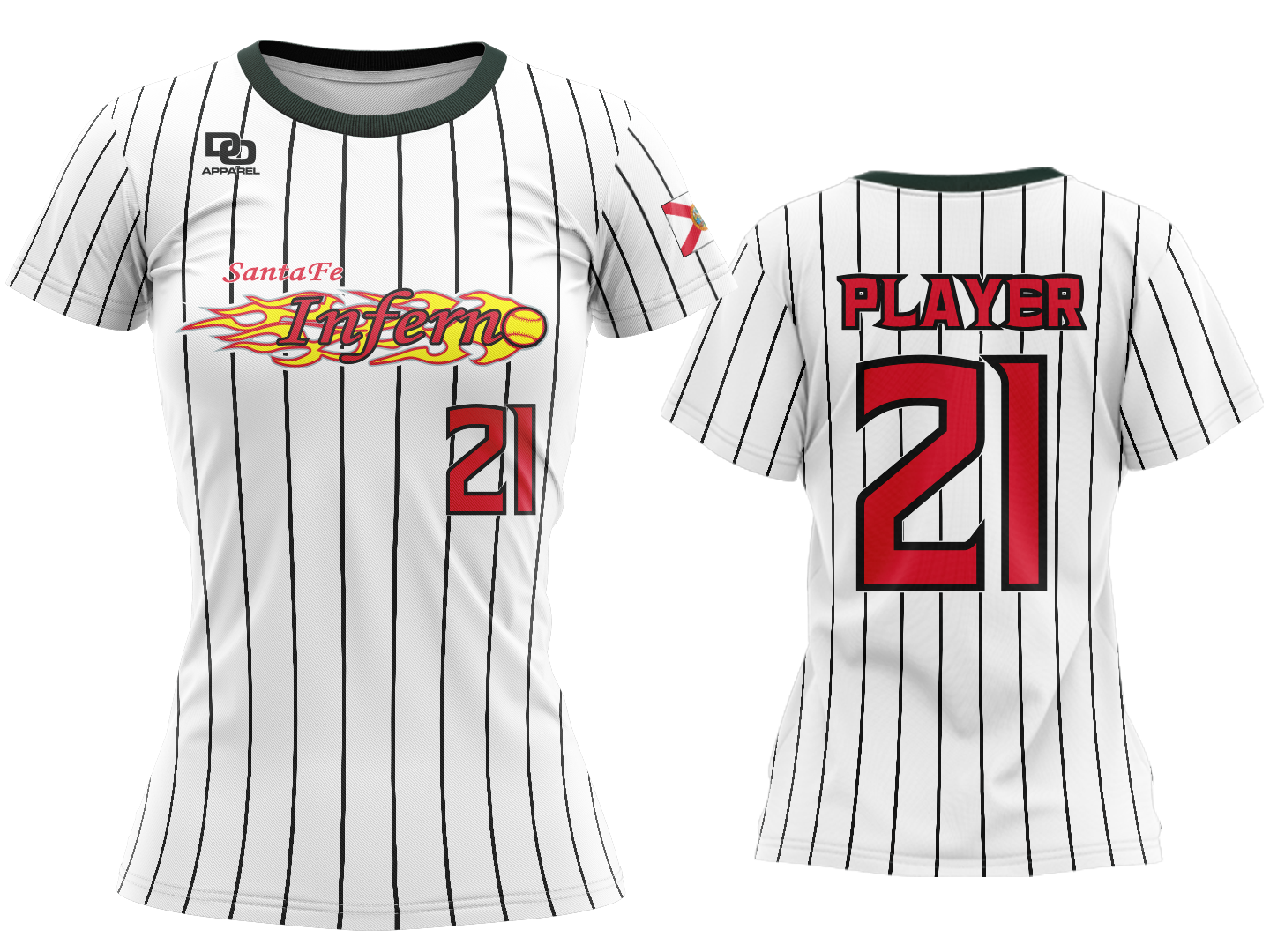 Custom Women's Crew Jersey - White Pinstripe
