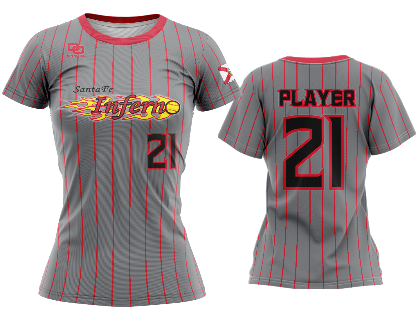 Custom Women's Crew Jersey - Grey Pinstripe