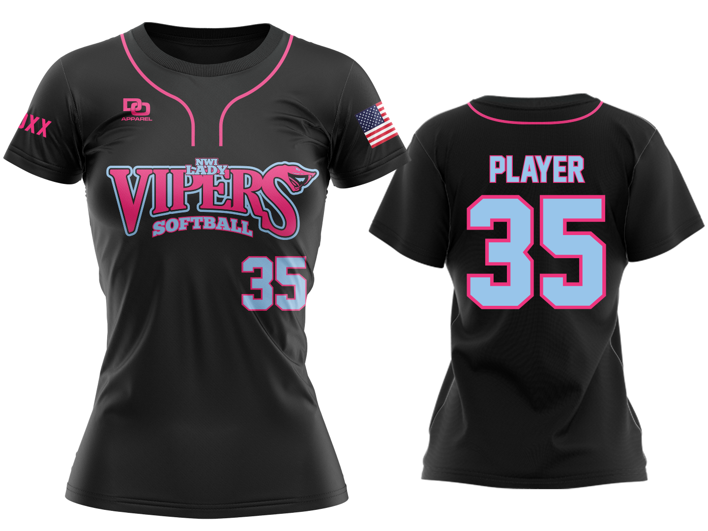 Custom Womens Crew Jersey - Black