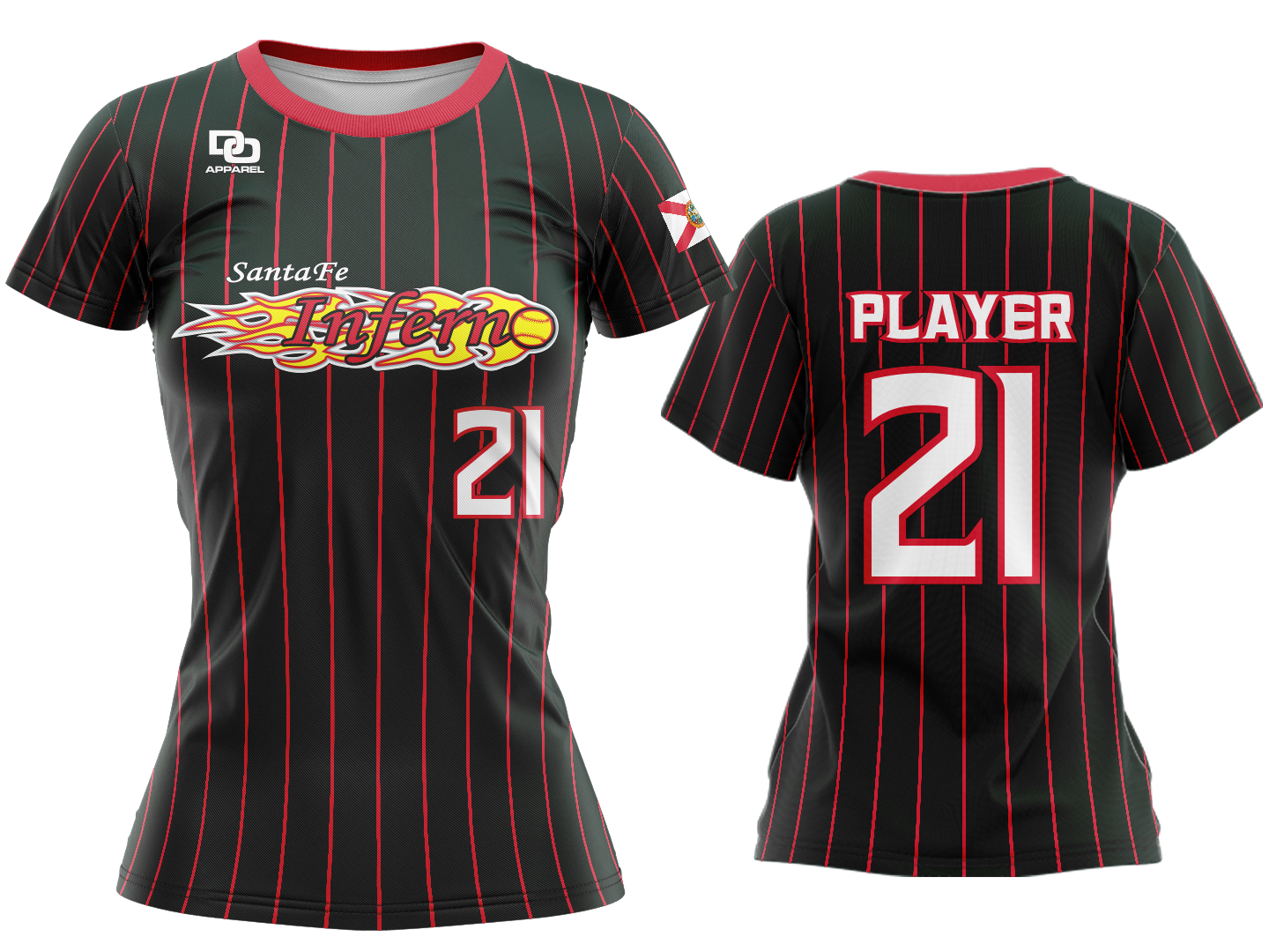 Custom Women's Crew Jersey - Black Pinstripe