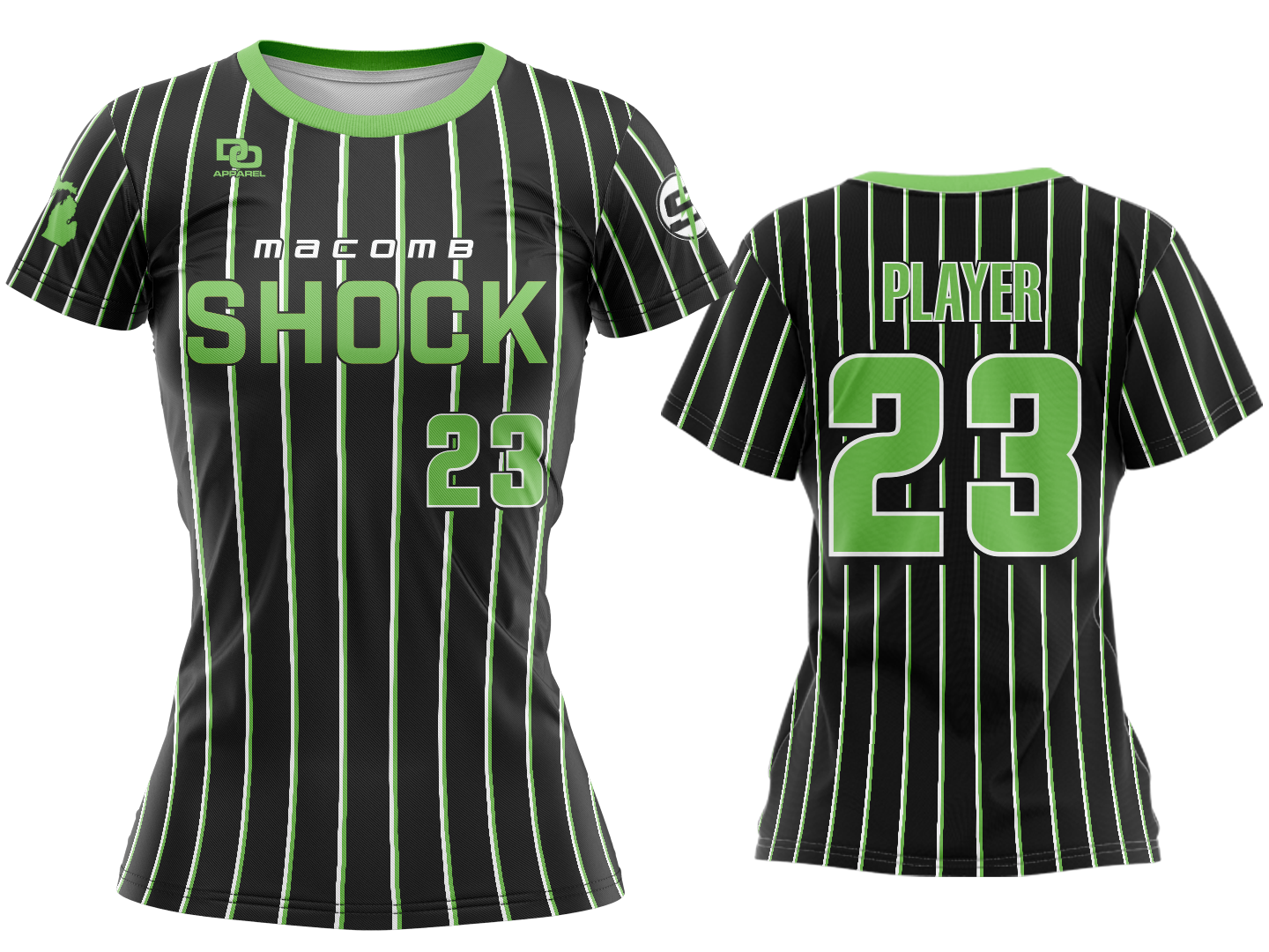 Custom Womens Crew Jersey - Black Pinstripe