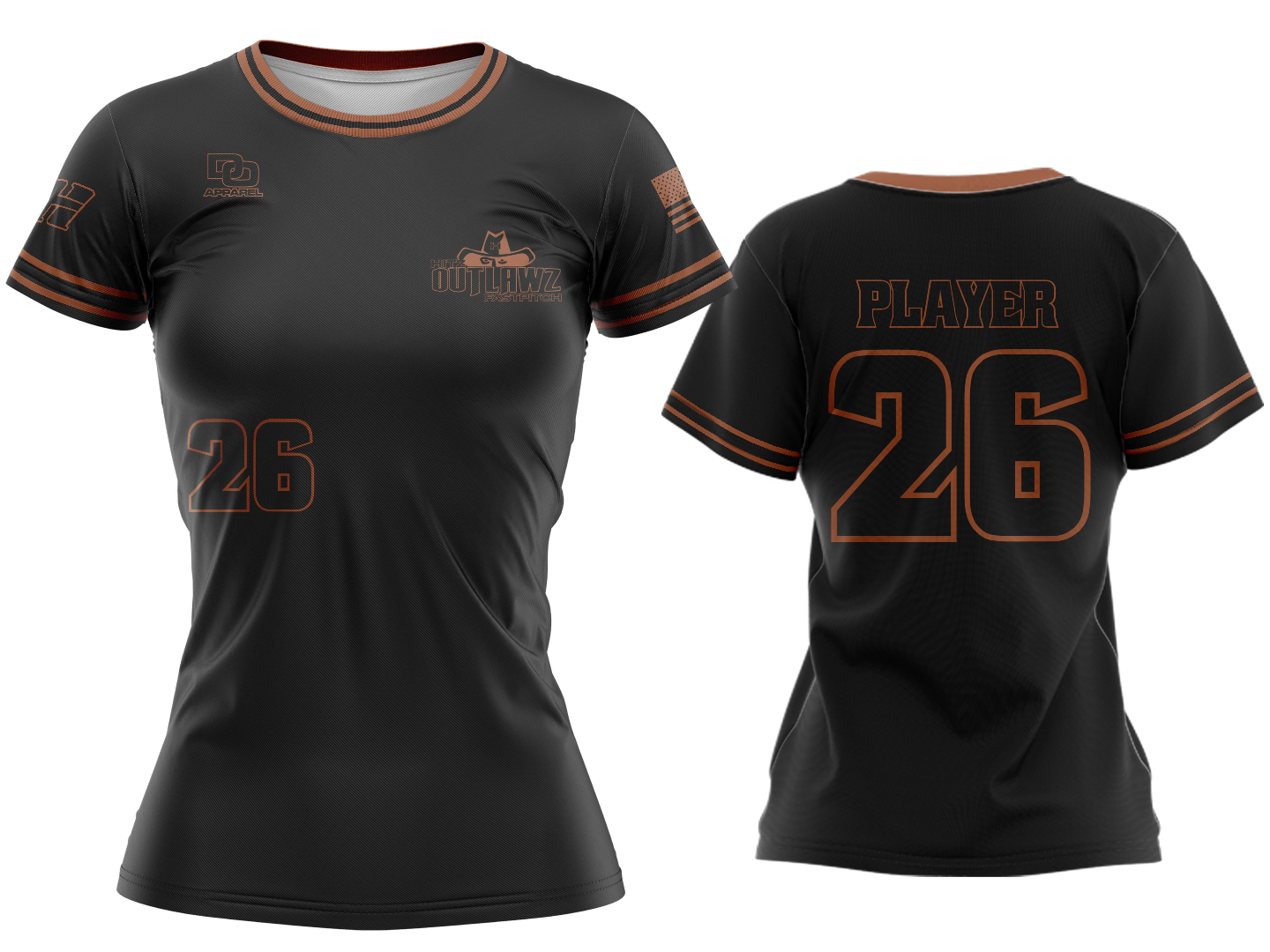 Custom Womens Crew Jersey - Blackout