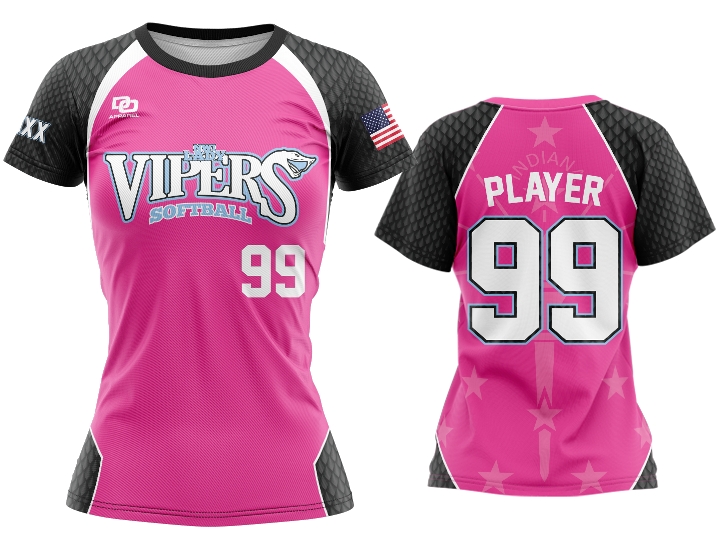 Custom Womens Crew Jersey - Pink/Black
