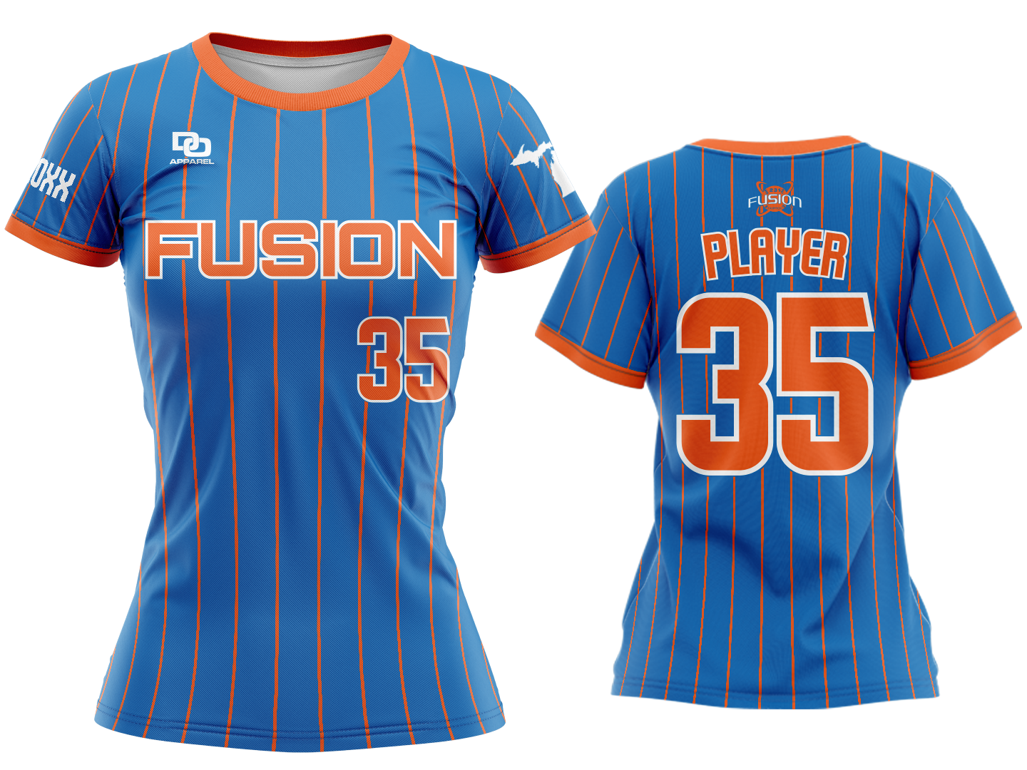 Custom Womens Crew Jersey - Royal Pinstripe