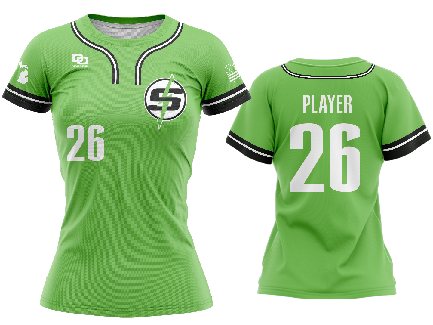 Custom Womens Crew Jersey - Lime
